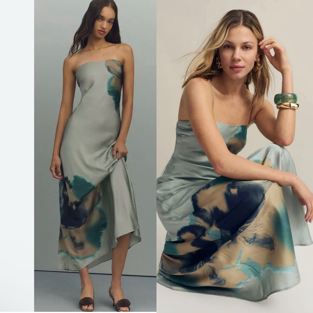 Hutch Liza Satin Effect Floral Abstract Maxi Dress